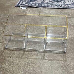 Set of 2 Elegant Clear Makeup Organizer with Gold Accents